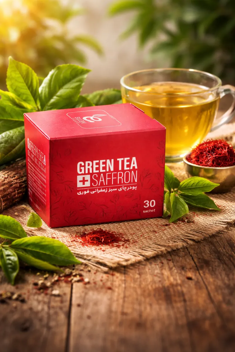 پودر چای سبز زعفرانی فوری